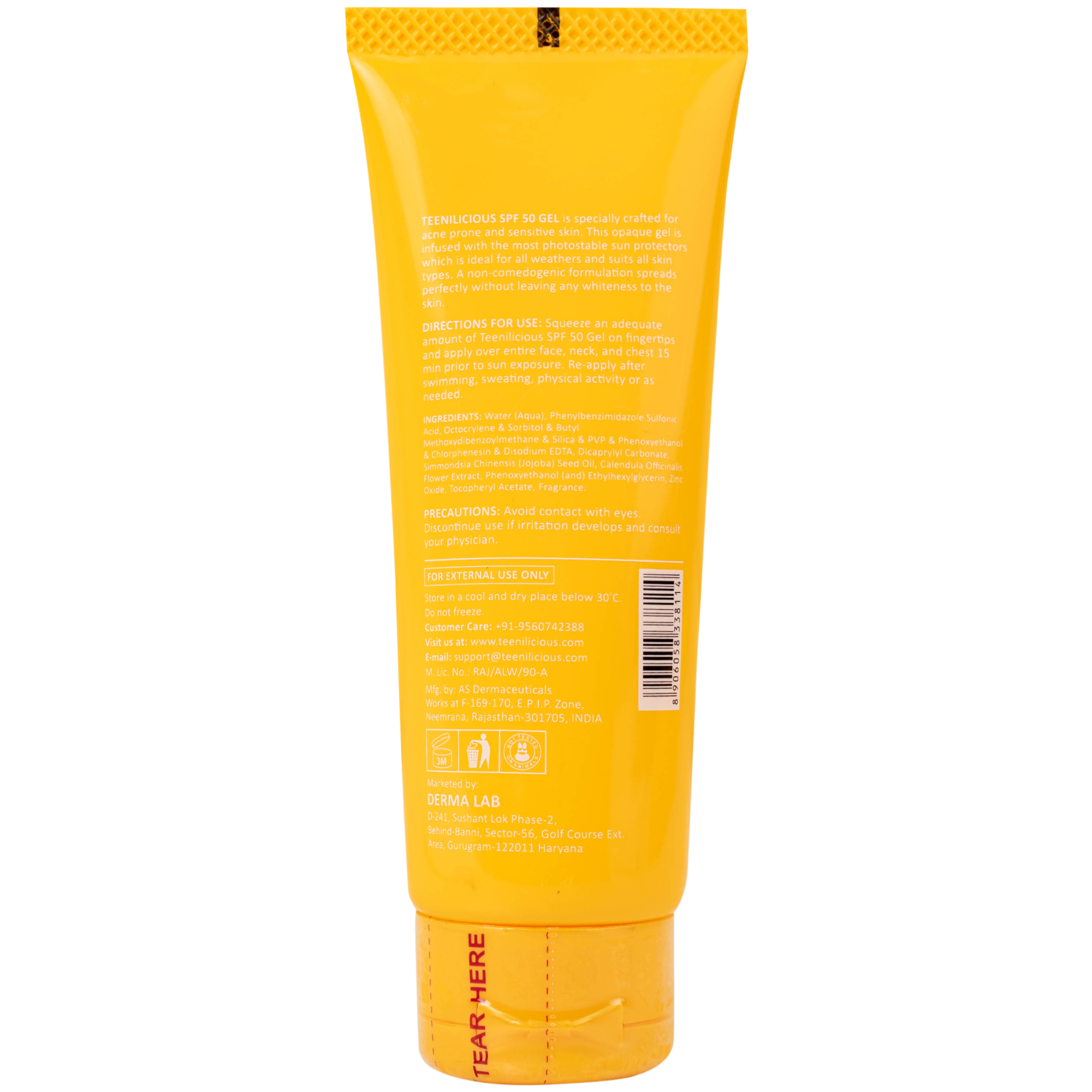 Hình ảnh Gel chống nắng cho da mụn và nhạy cảm Teenilicious SPF50 PA+++ hộp 75g