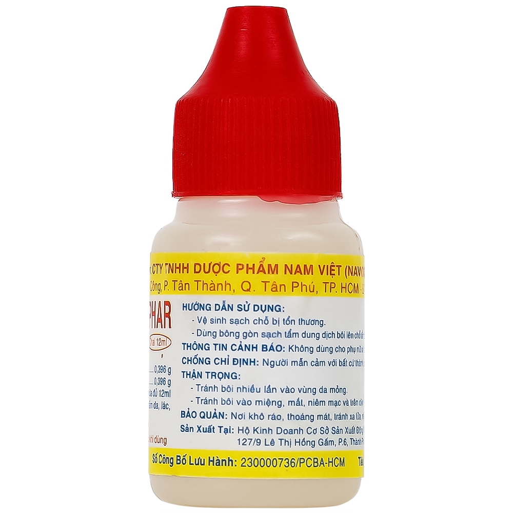 Hình ảnh Dung dịch bôi da Mycophar 12ml Nam Việt dùng cho nấm da, lác, lang ben