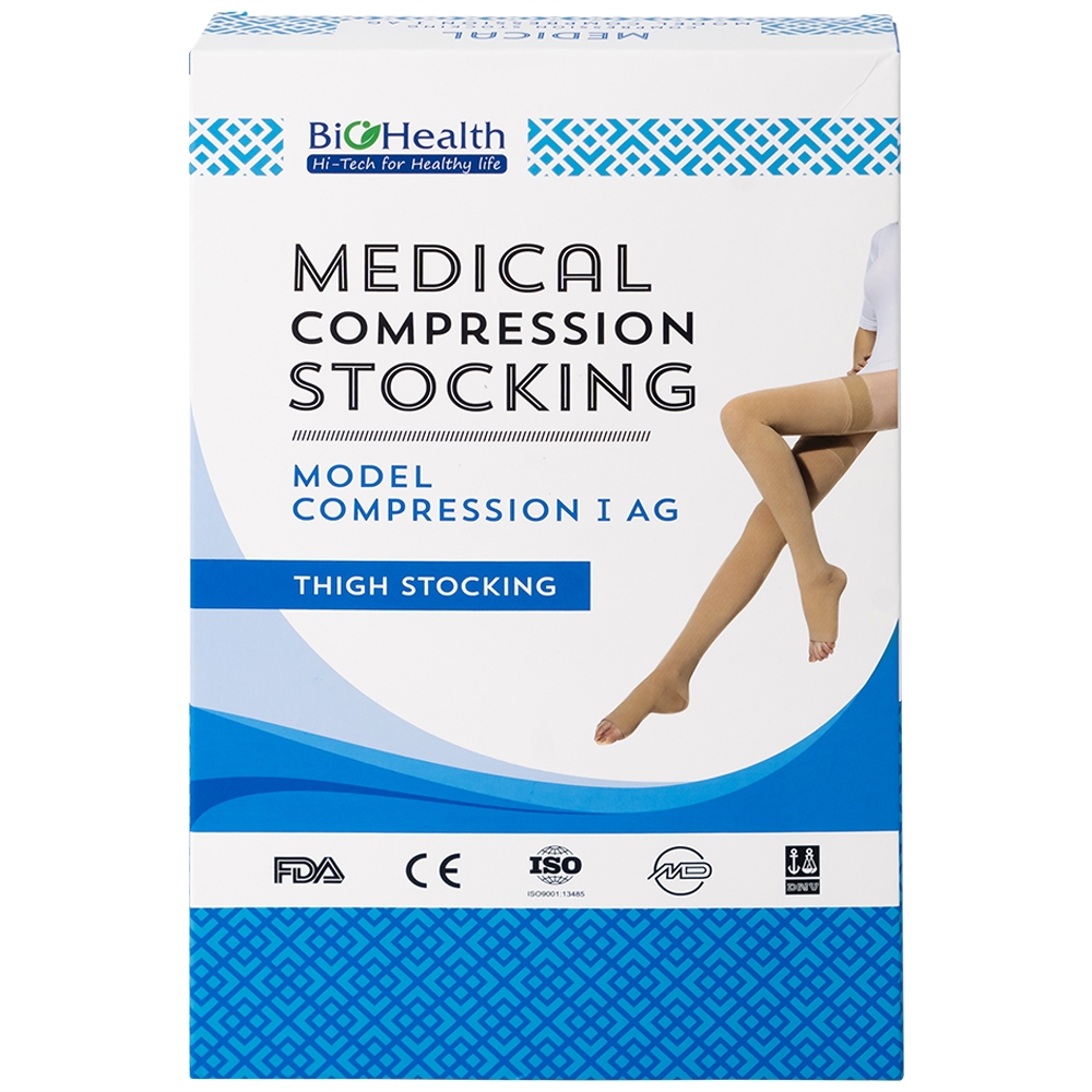 Hình ảnh Vớ y khoa Compression I AG BioHealth tăng lưu thông máu, giảm tình trạng phù nề (Màu da - Size M)