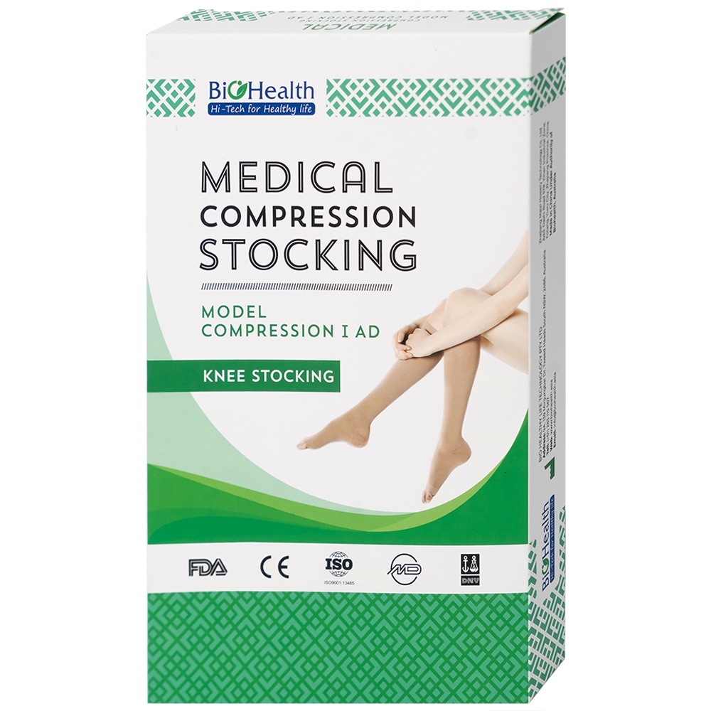 Hình ảnh Vớ y khoa Compression I AD BioHealth tăng lưu thông máu, giảm tình trạng phù nề (Màu da - Size M)