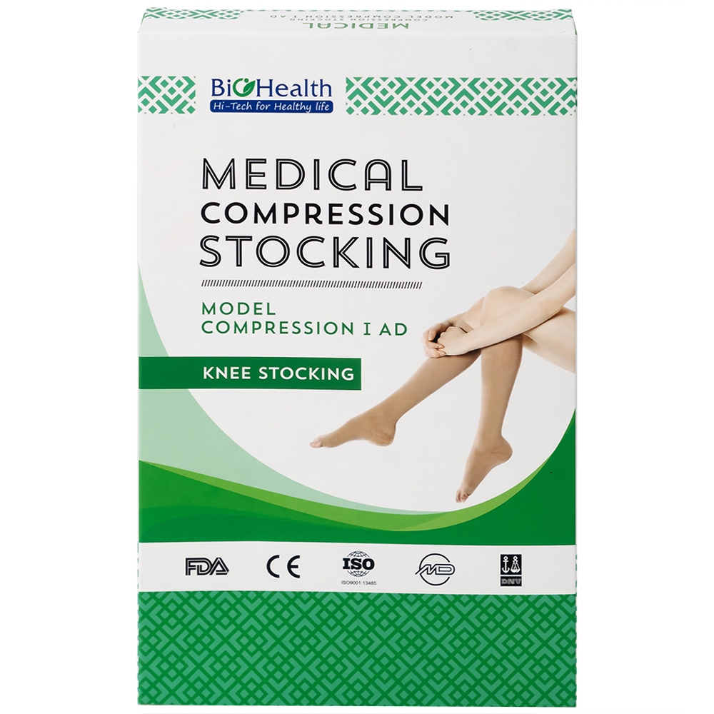 Hình ảnh Vớ y khoa Compression I AD BioHealth tăng lưu thông máu, giảm tình trạng phù nề (Màu da - Size M)