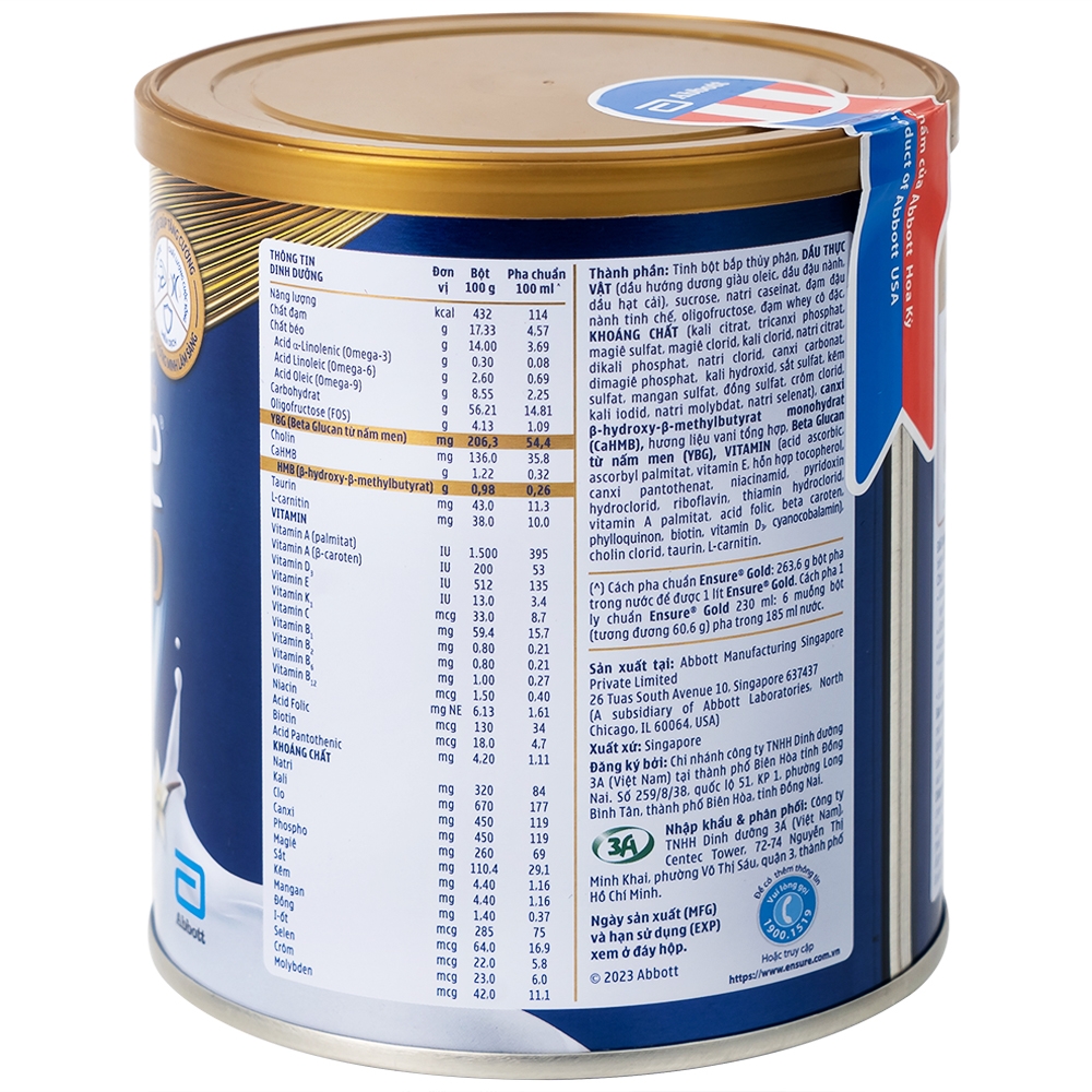 Hình ảnh Sữa bột Ensure Gold StrengthPro Abbott hương vani tăng cường sức khỏe khối cơ, tăng miễn dịch (380g)