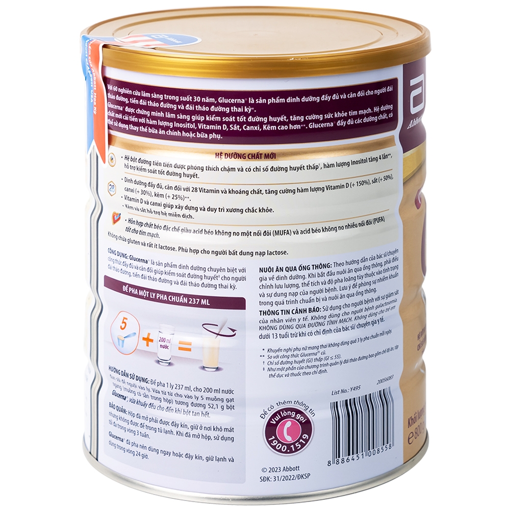 Hình ảnh Sữa bột Glucerna Abbott bổ sung dinh dưỡng đặc biệt cho người đái tháo đường (800g)