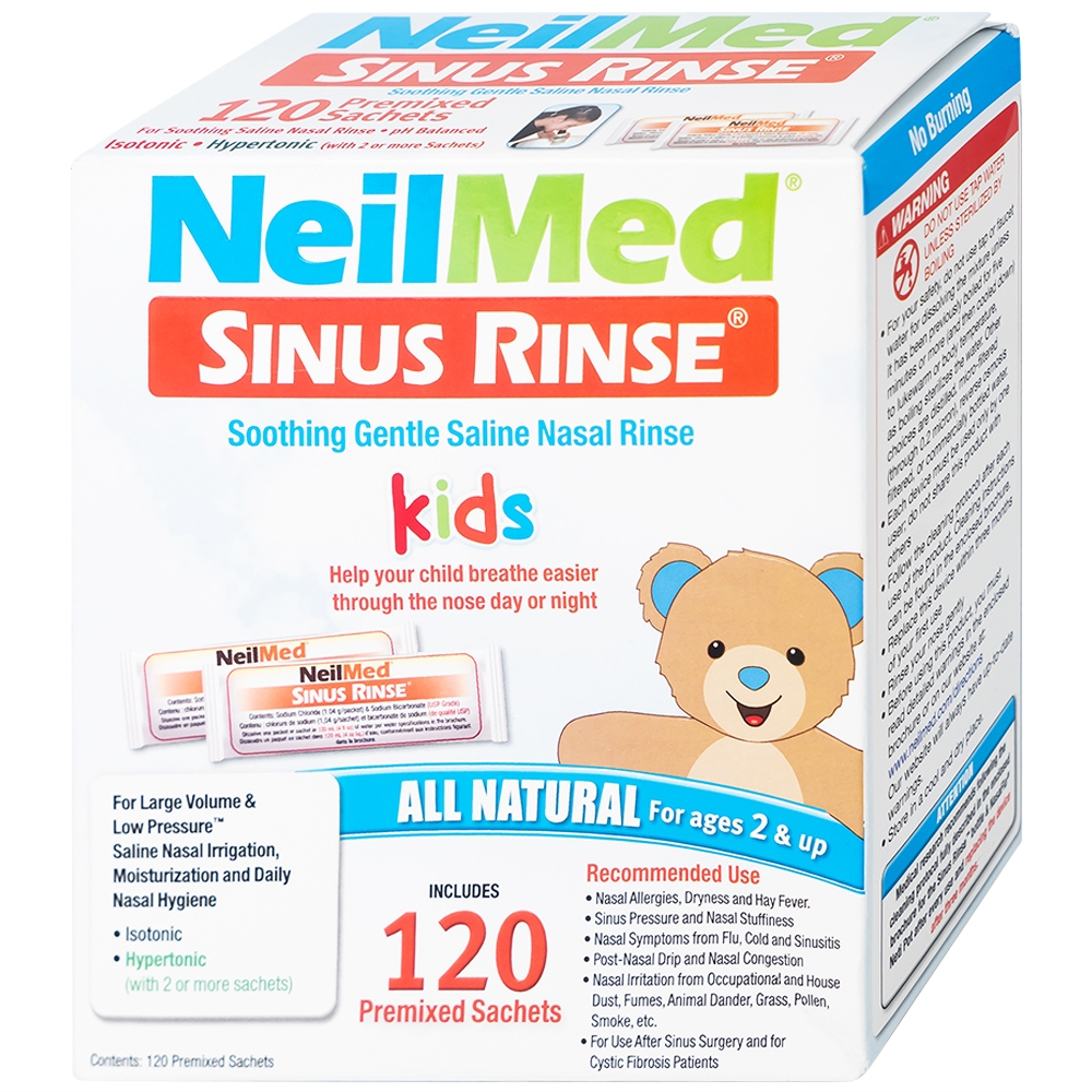Hình ảnh Muối rửa mũi Neilmed Sinus Rinse Kids giảm và ngăn ngừa các chứng viêm mũi dị ứng cho trẻ (120 gói)