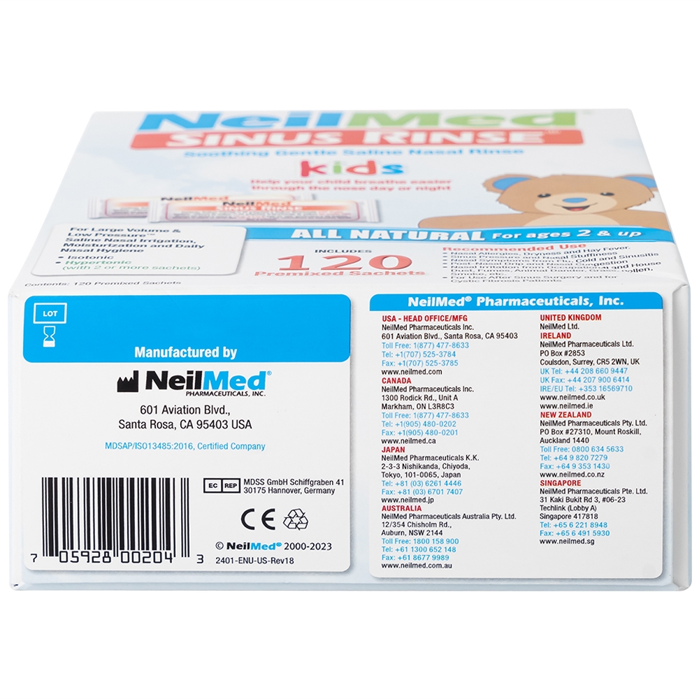 Hình ảnh Muối rửa mũi Neilmed Sinus Rinse Kids giảm và ngăn ngừa các chứng viêm mũi dị ứng cho trẻ (120 gói)