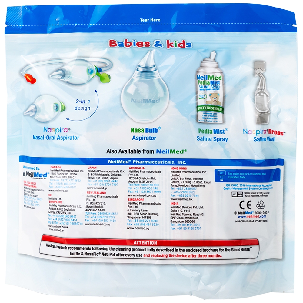 Hình ảnh Muối rửa mũi Neilmed Sinus Rinse Kids giảm và ngăn ngừa các chứng viêm mũi dị ứng cho trẻ (120 gói)