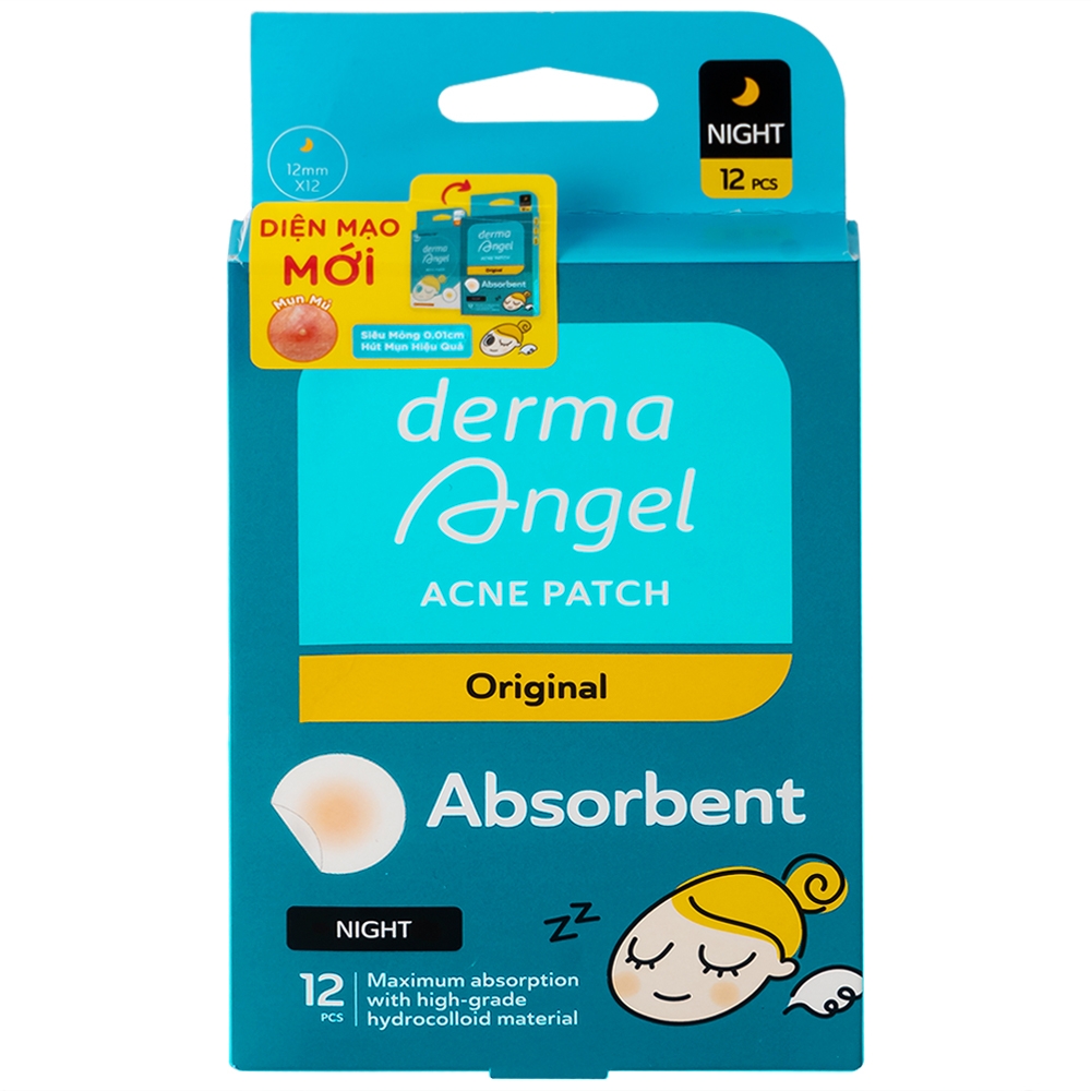 Hình ảnh Miếng dán mụn ban đêm DermaAngel hút mụn, làm lành vết thương sau mụn (12 miếng x 15g)