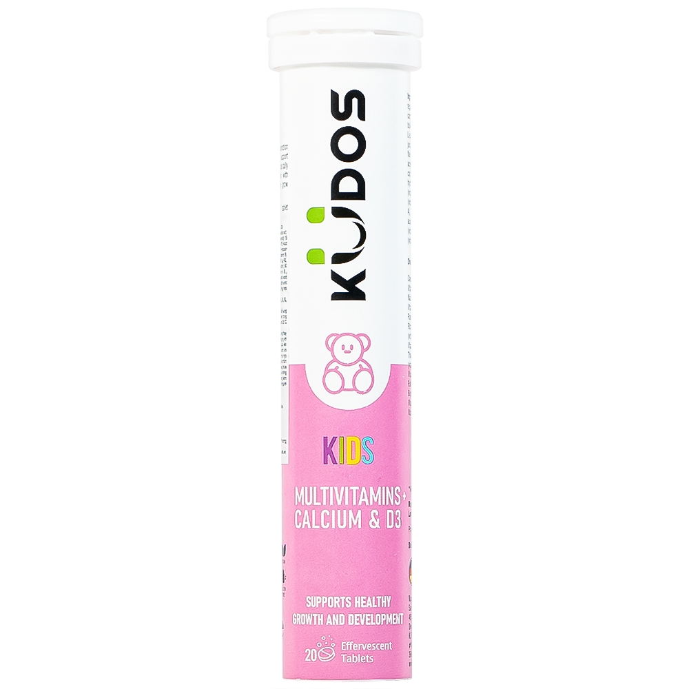 Hình ảnh Viên sủi Kudos Kids Multivitamins Plus Calcium & D3 hương dưa hấu giúp bổ sung calci và vitamin cho cơ thể (20 viên)