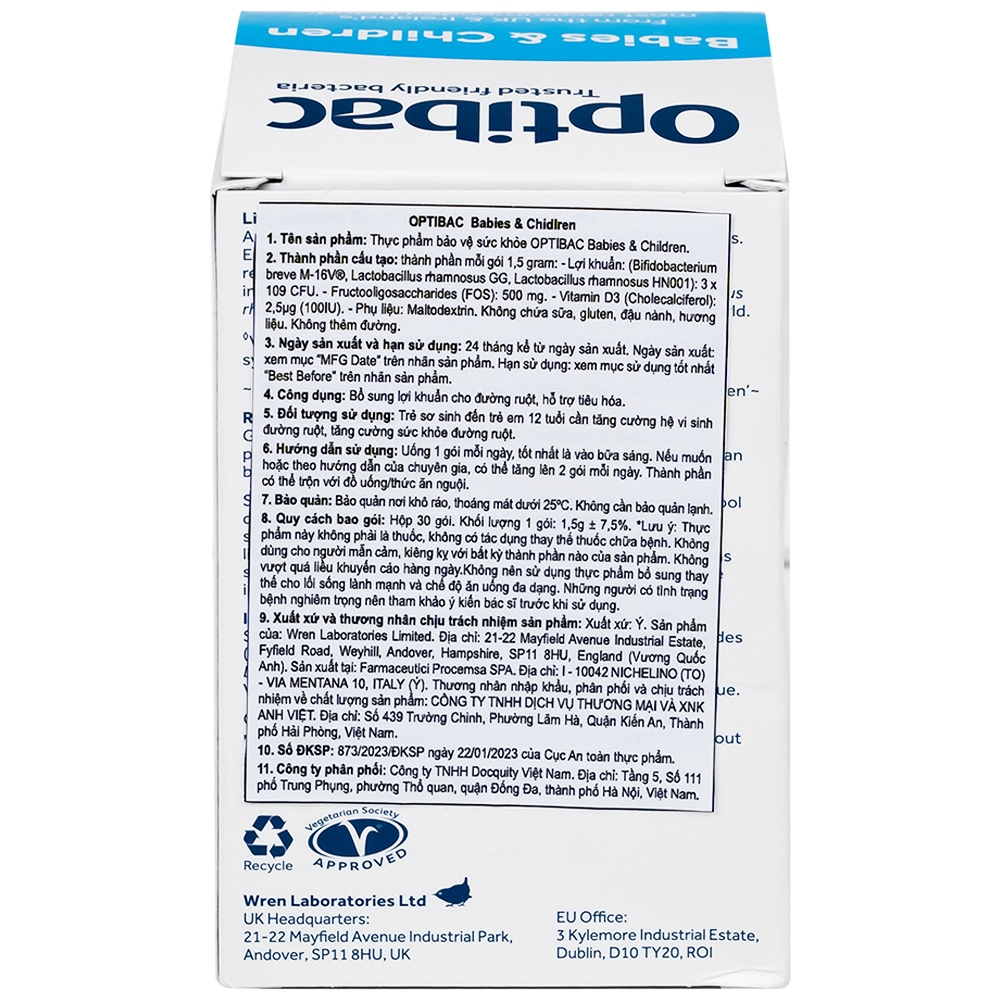 Hình ảnh Bột Optibac Babies and Children Optibac Probiotics bổ sung lợi khuẩn cho đường ruột, hỗ trợ tiêu hóa (30 gói)