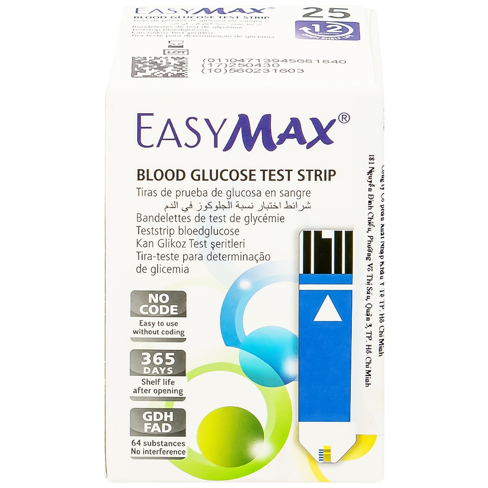 Hình ảnh Combo 3 hộp que thử đường huyết Easy Max (25 que - Tặng máy do đường huyết Easy Max Tag)