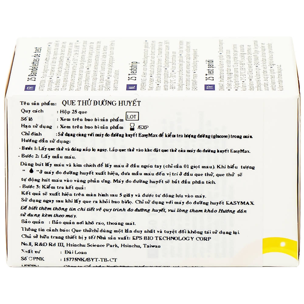 Hình ảnh Combo 3 hộp que thử đường huyết Easy Max (25 que - Tặng máy do đường huyết Easy Max Tag)