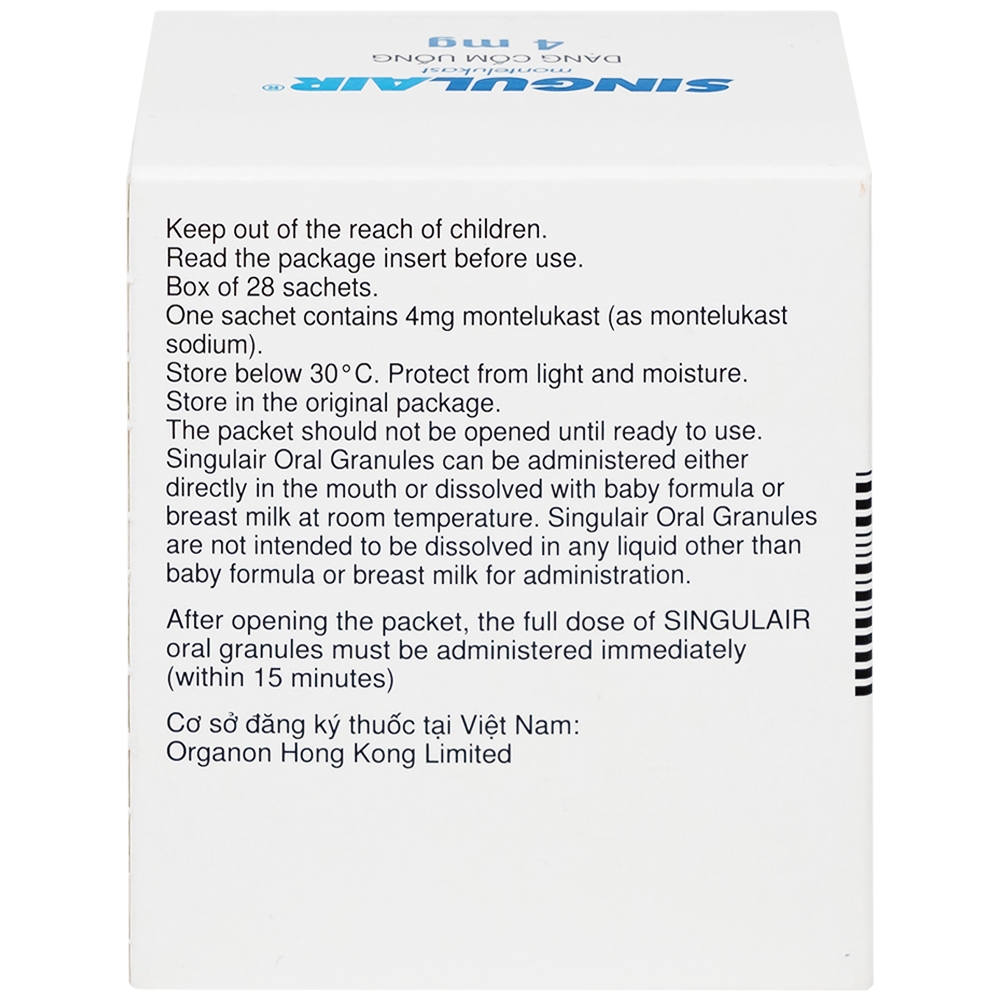 Hình ảnh Thuốc Singulair 4mg Organon phòng và điều trị hen phế quản mạn tính (28 gói)