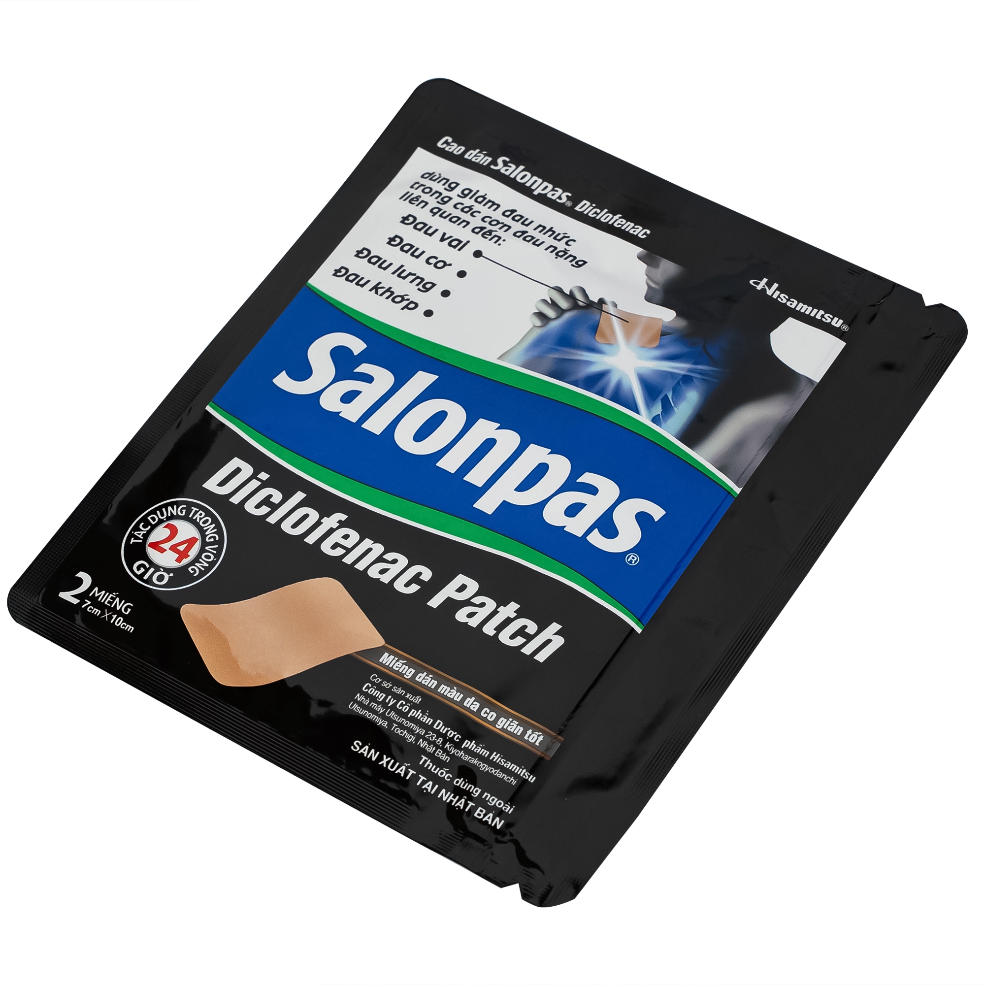 Hình ảnh Cao dán Salonpas Diclofenac Patch Hisamitsu giảm đau, kháng viêm đau cơ, đau vai (15 gói x 2 miếng)