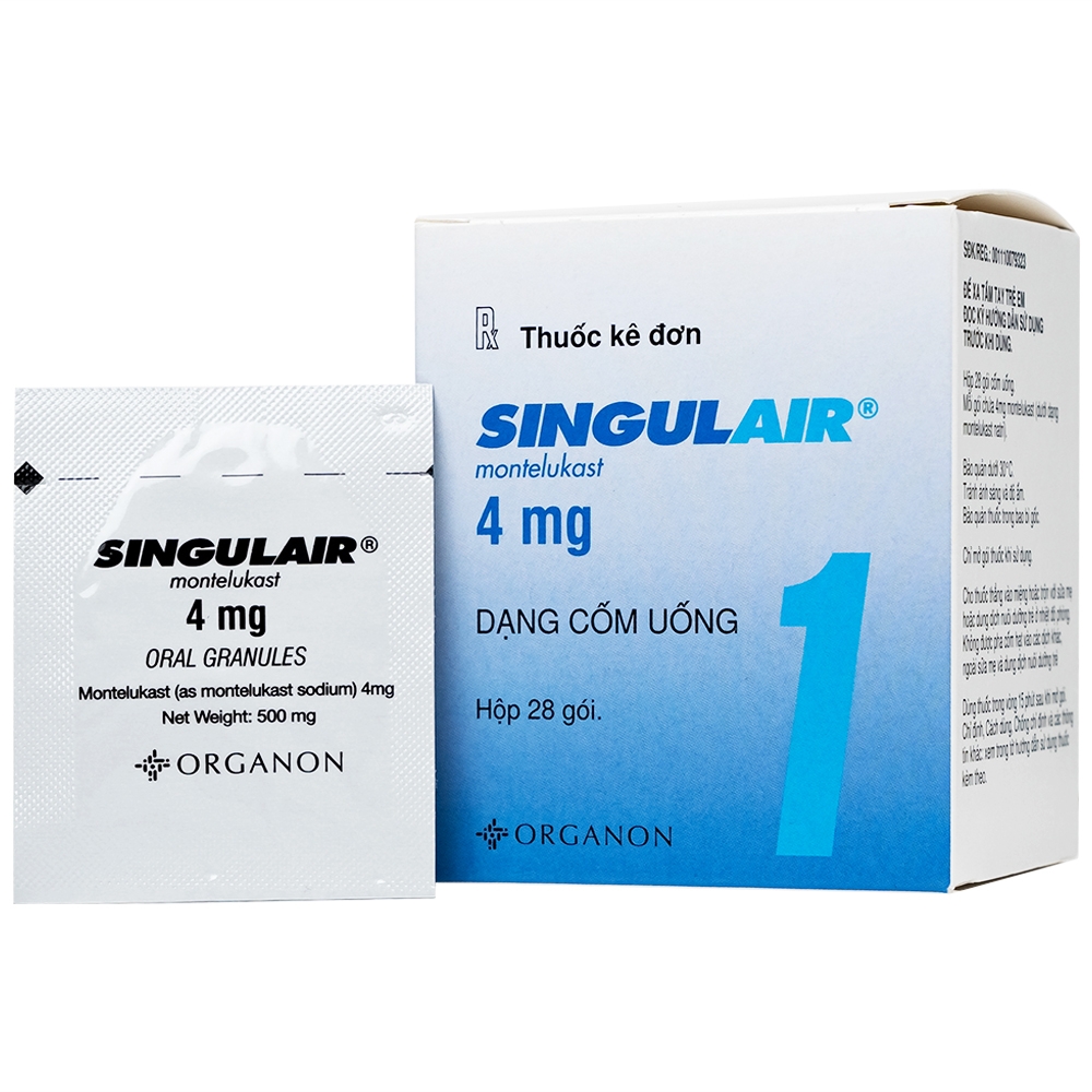 Hình ảnh Thuốc Singulair 4mg Organon phòng và điều trị hen phế quản mạn tính (28 gói)