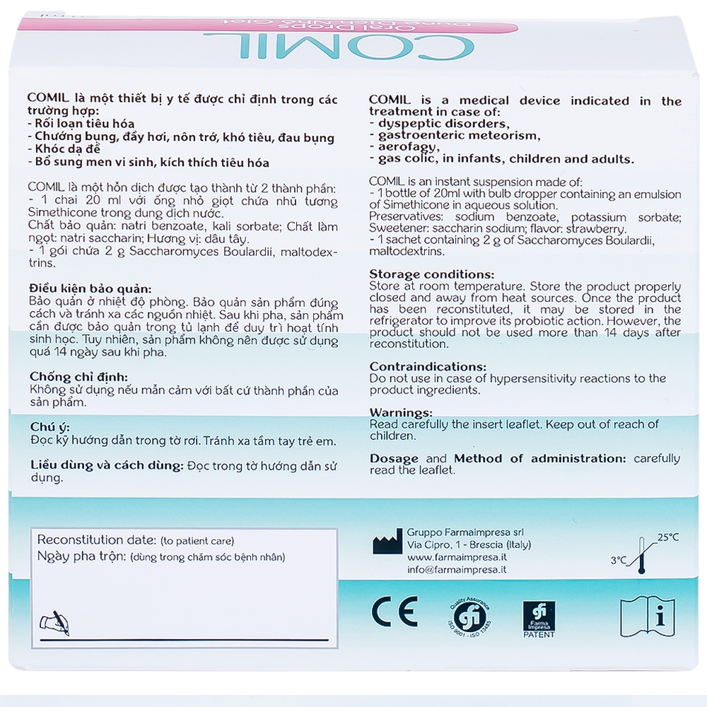 Hình ảnh Dung dịch nhỏ giọt Comil PJ Pharma giảm rối loạn tiêu hóa, chướng bụng, đầy hơi, nôn trớ ở trẻ (20ml)