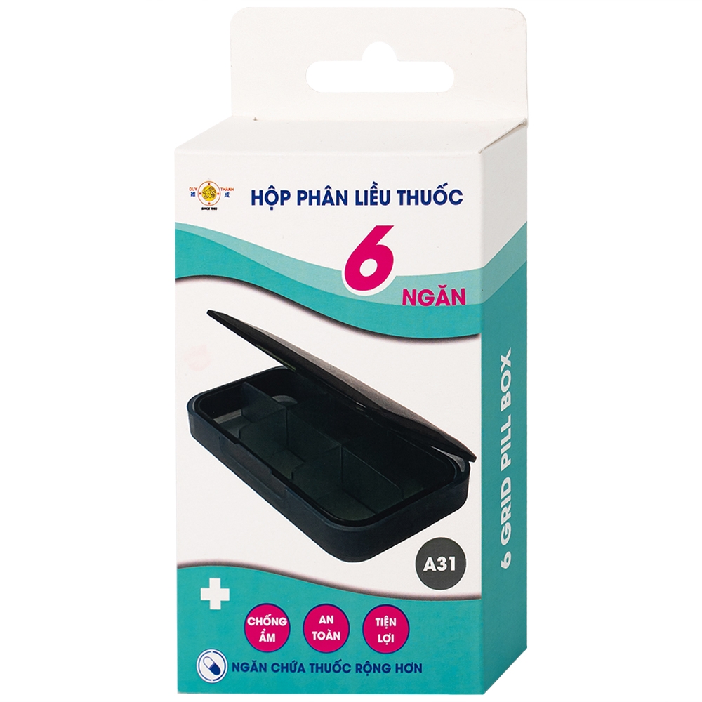 Hình ảnh Hộp phân liều thuốc 6 ngăn A31 Duy Thành màu xanh