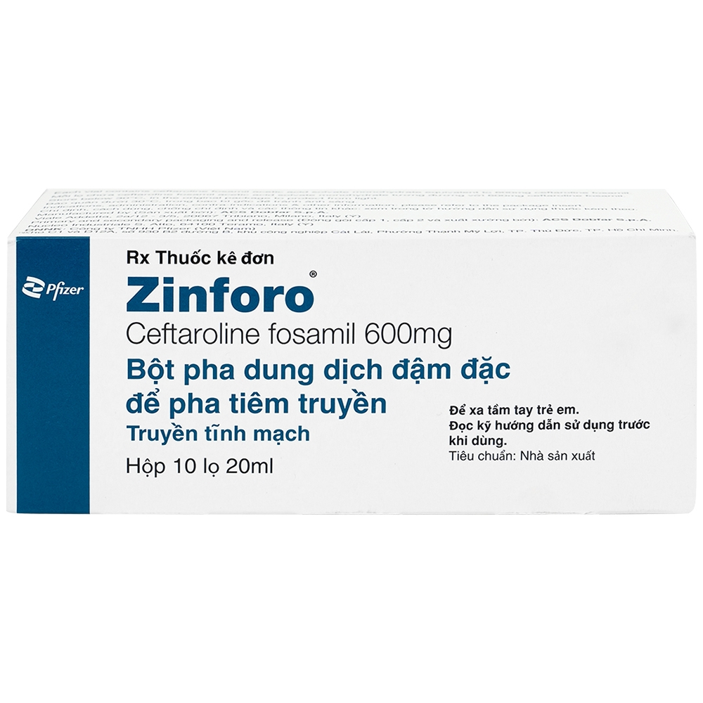 Hình ảnh Bột pha tiêm truyền tĩnh mạch Zinforo 600mg Pfizer điều trị các nhiễm trùng da và mô mềm