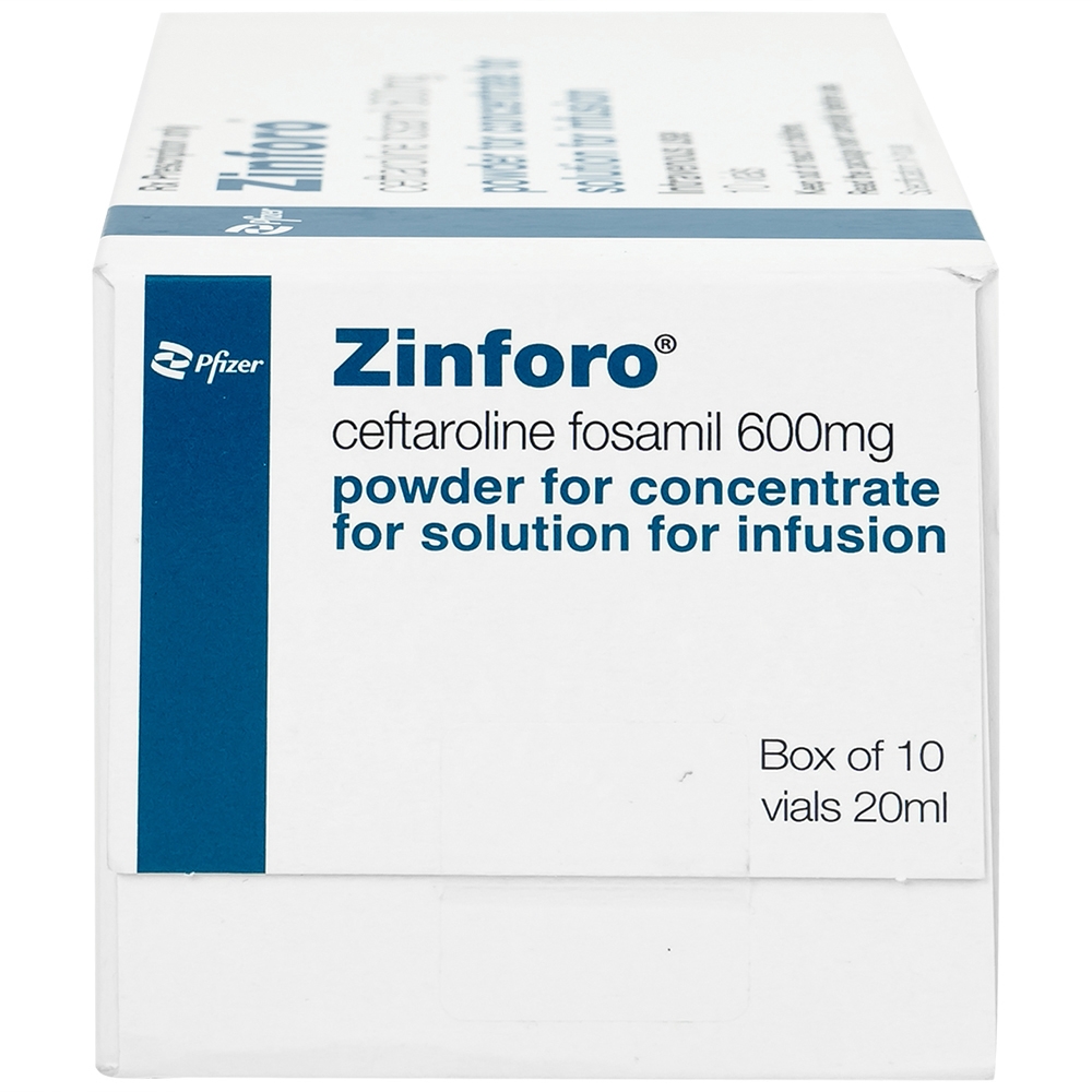 Hình ảnh Bột pha tiêm truyền tĩnh mạch Zinforo 600mg Pfizer điều trị các nhiễm trùng da và mô mềm