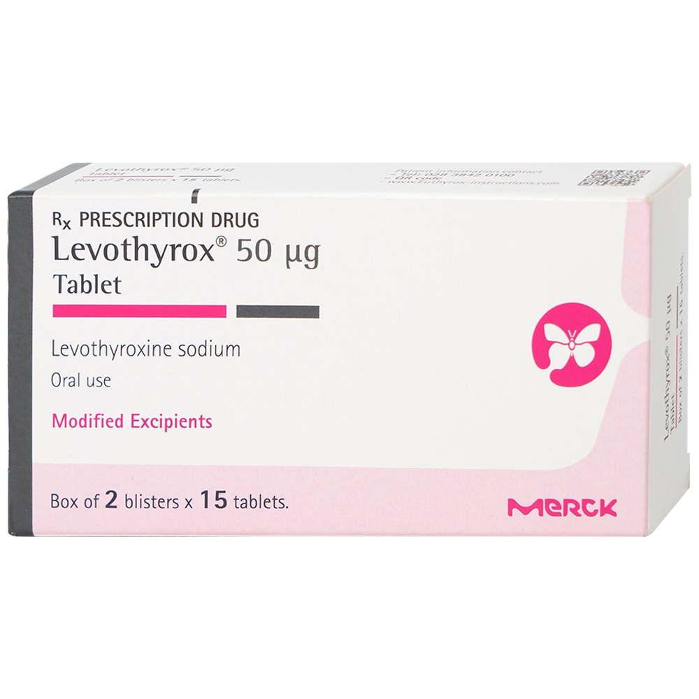 Hình ảnh Thuốc Levothyrox 50µg Merck điều trị bướu giáp, suy giáp, ung thư giáp (2 vỉ x 15 viên)