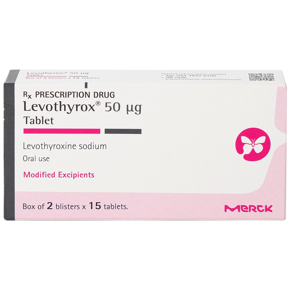 Hình ảnh Thuốc Levothyrox 50µg Merck điều trị bướu giáp, suy giáp, ung thư giáp (2 vỉ x 15 viên)