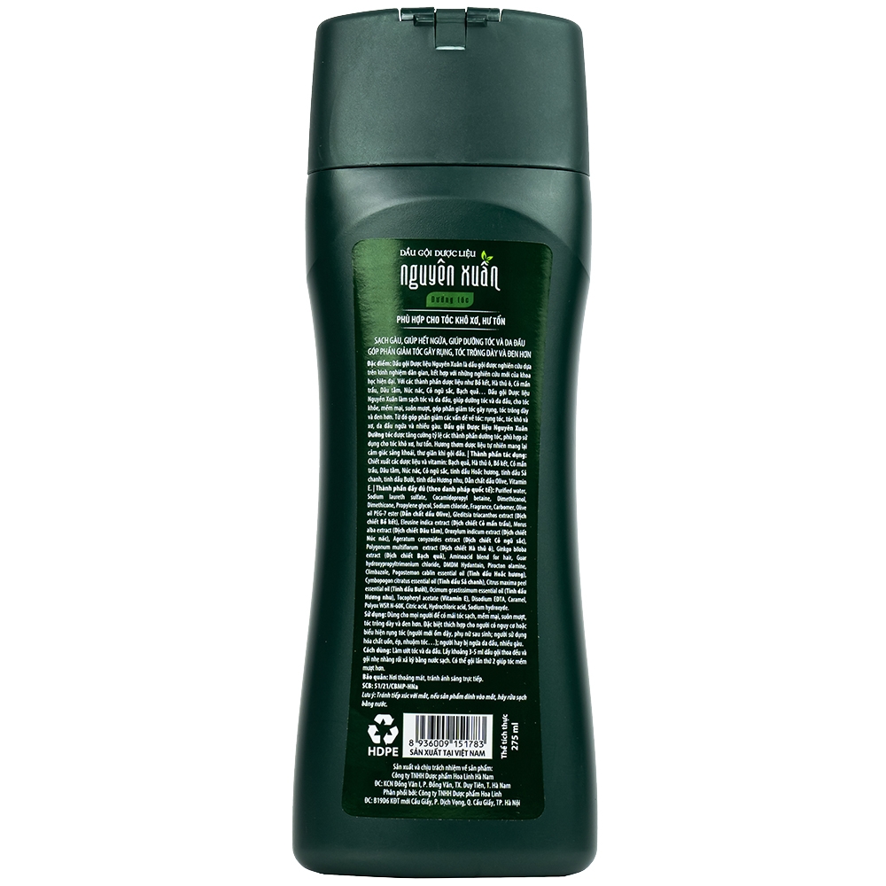 Hình ảnh Dầu gội Dược liệu Nguyên Xuân xanh lá 275ml dưỡng tóc và da đầu, giảm gãy rụng 