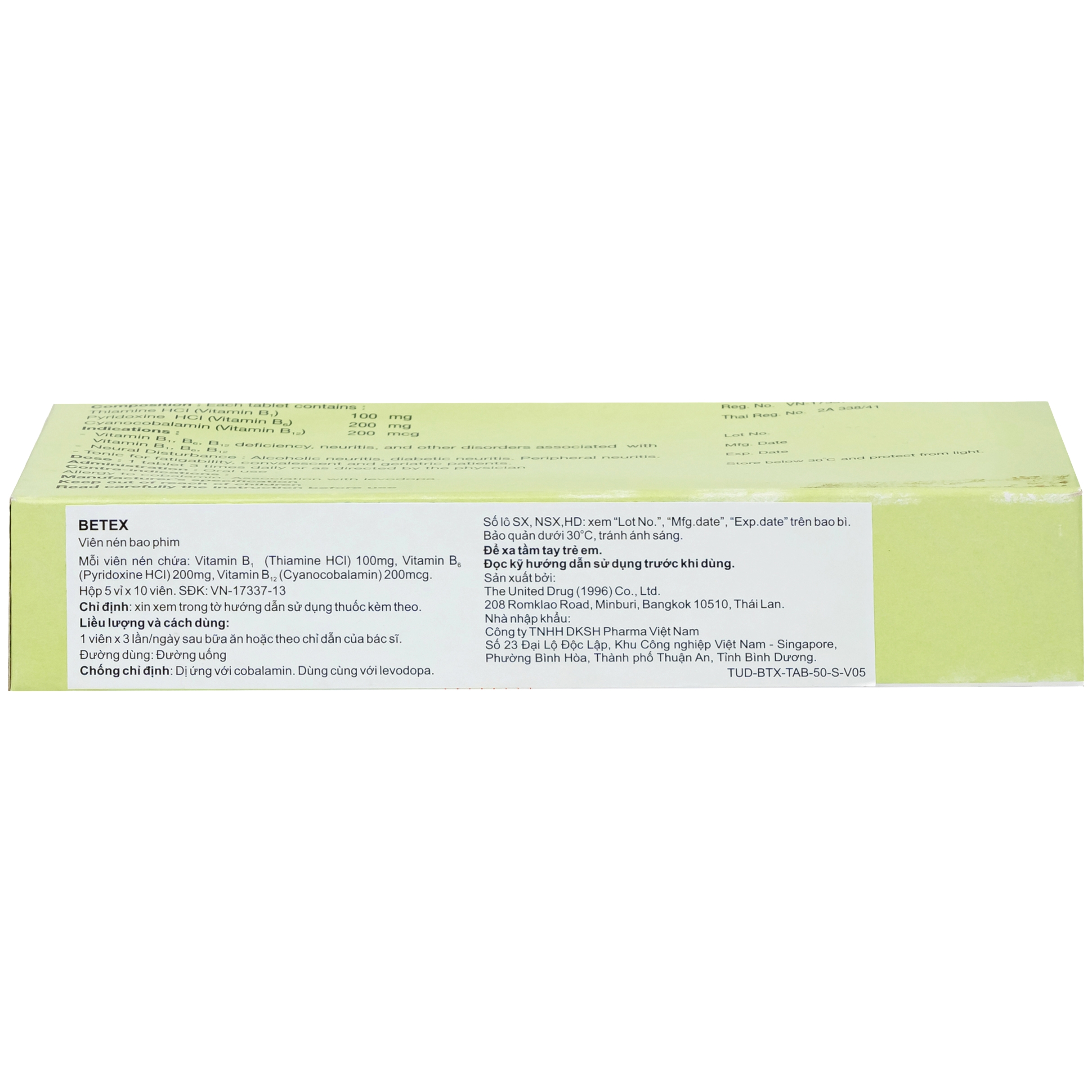 Hình ảnh Thuốc Betex Favorex bổ sung vitamin B1, B6, B12 (5 vỉ x 10 viên)