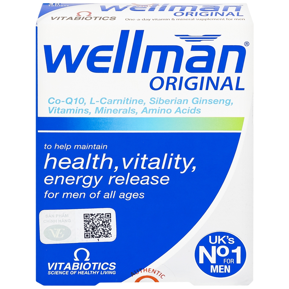 Hình ảnh Viên uống Wellman Original Vitabiotics bổ sung vitamin, khoáng chất, hỗ trợ tăng cường sức khỏe cho nam giới (2 vỉ x 15 viên)