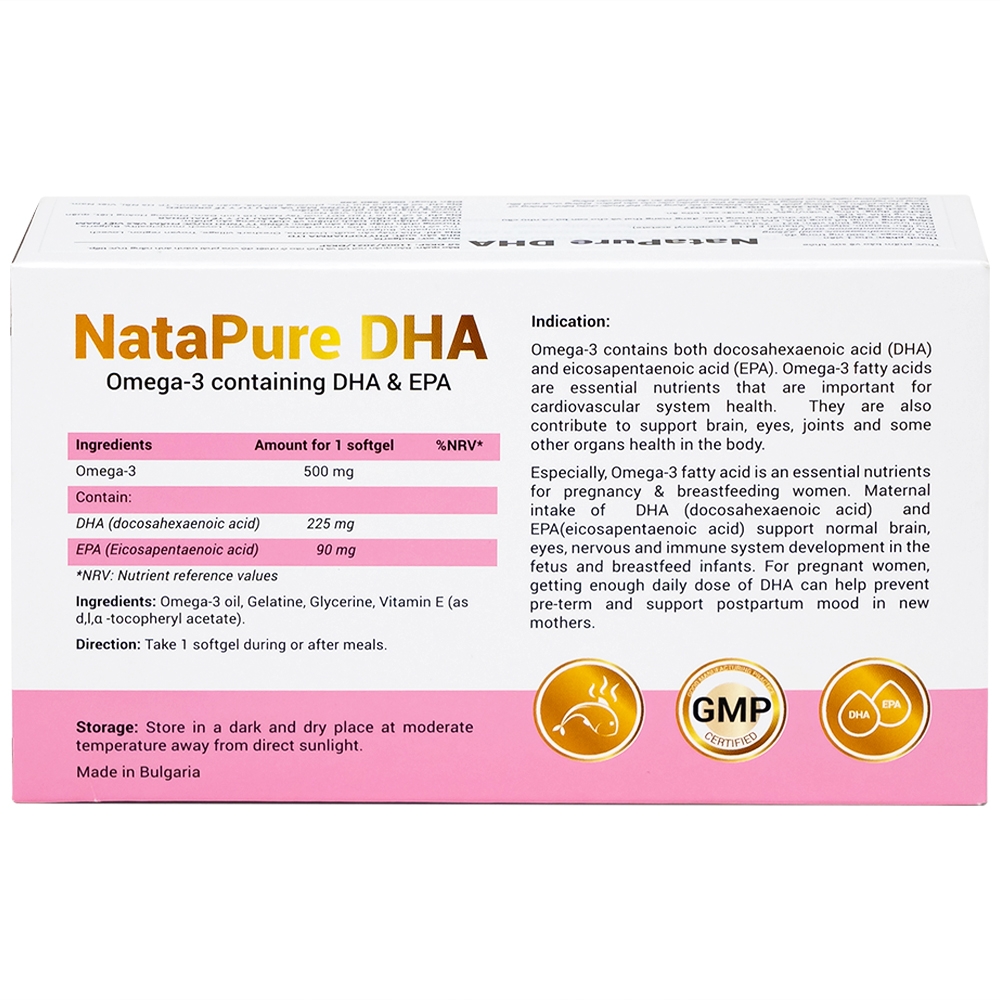 Hình ảnh Viên uống Natapure DHA Phytopharma bổ sung DHA, EPA cho cơ thể (2 vỉ x 15 viên)