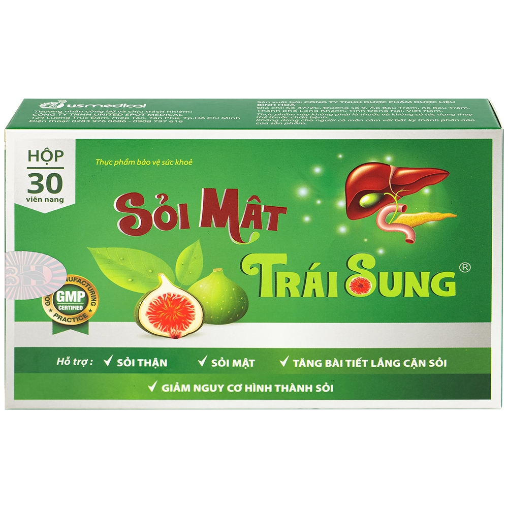 Hình ảnh Viên uống Sỏi Mật Trái Sung usmedical hỗ trợ lợi tiểu, tăng bài tiết lắng cặn sỏi (3 vỉ x 10 viên)