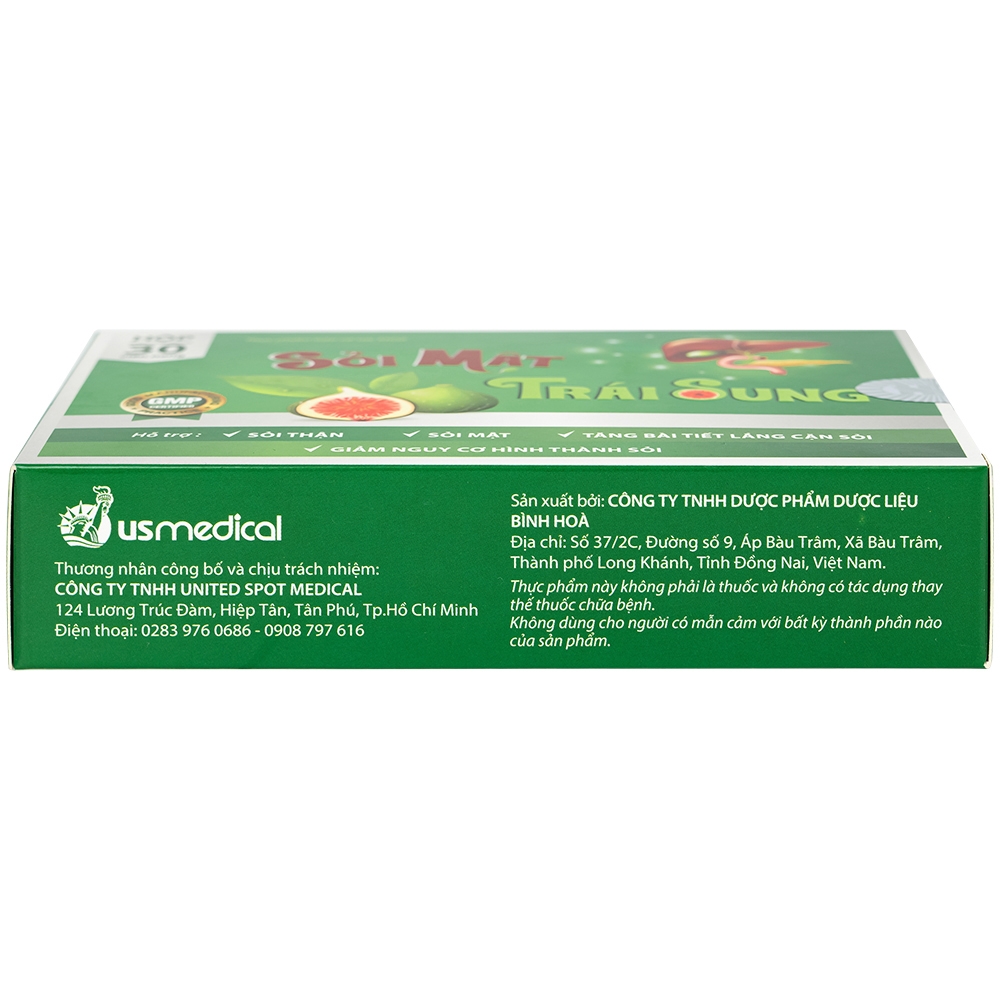 Hình ảnh Viên uống Sỏi Mật Trái Sung usmedical hỗ trợ lợi tiểu, tăng bài tiết lắng cặn sỏi (3 vỉ x 10 viên)