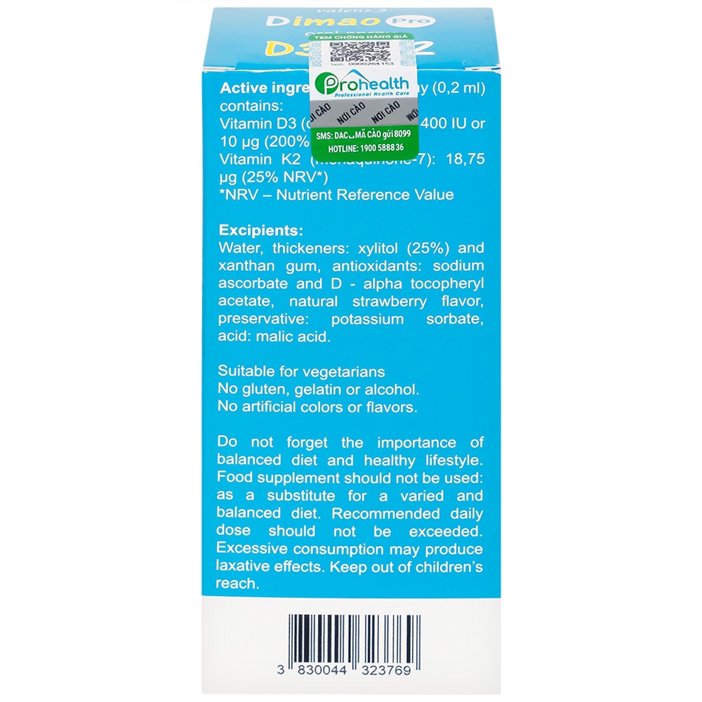 Hình ảnh Xịt họng Dimao Pro Oral Spray D3 + K2 hỗ trợ bổ sung vitamin D và vitamin K2 cho cơ thể (25ml)