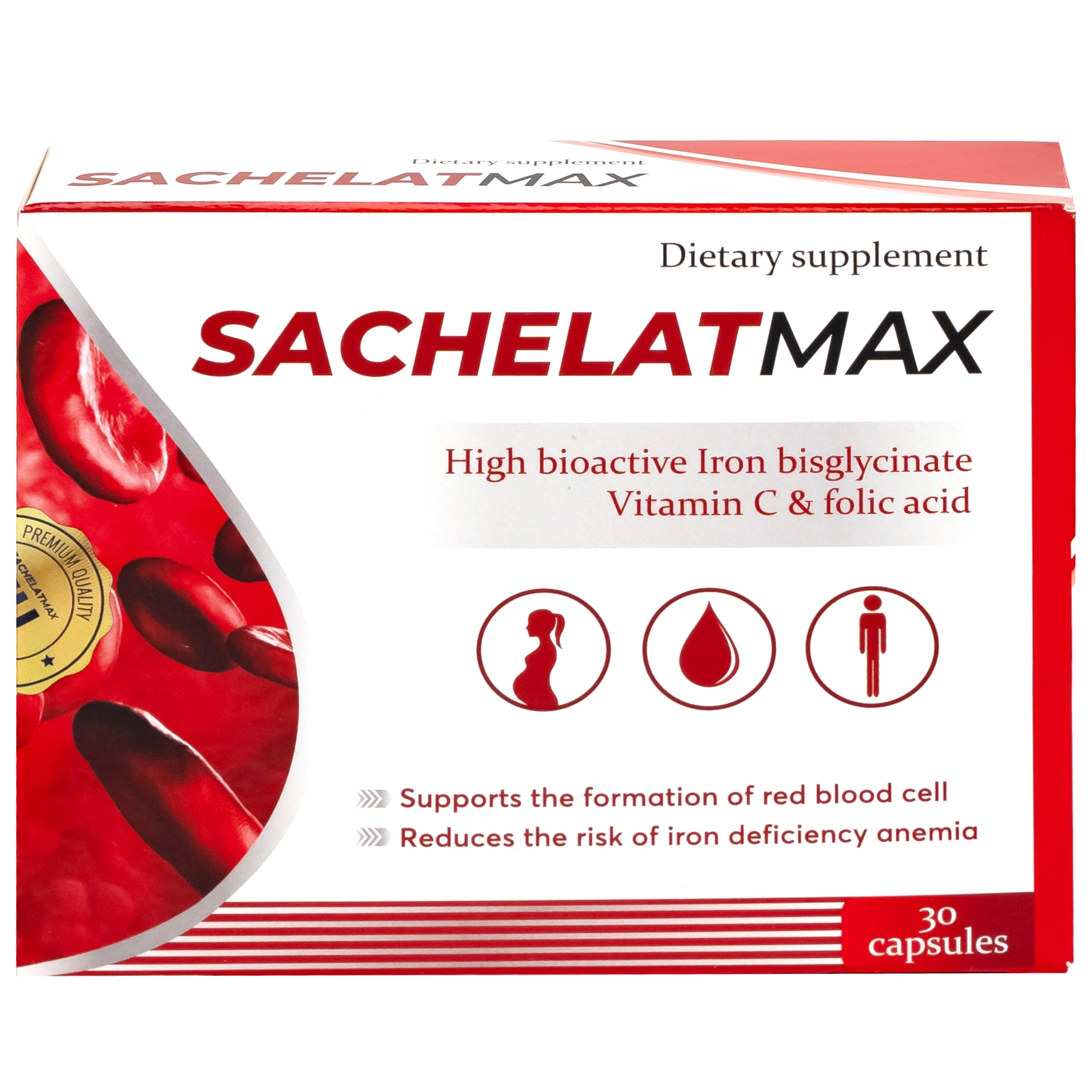 Hình ảnh Viên uống Sachelat Max Haliphar Exim Pharma bổ sung sắt, hỗ trợ tăng khả năng tạo máu (2 vỉ x 15 viên)