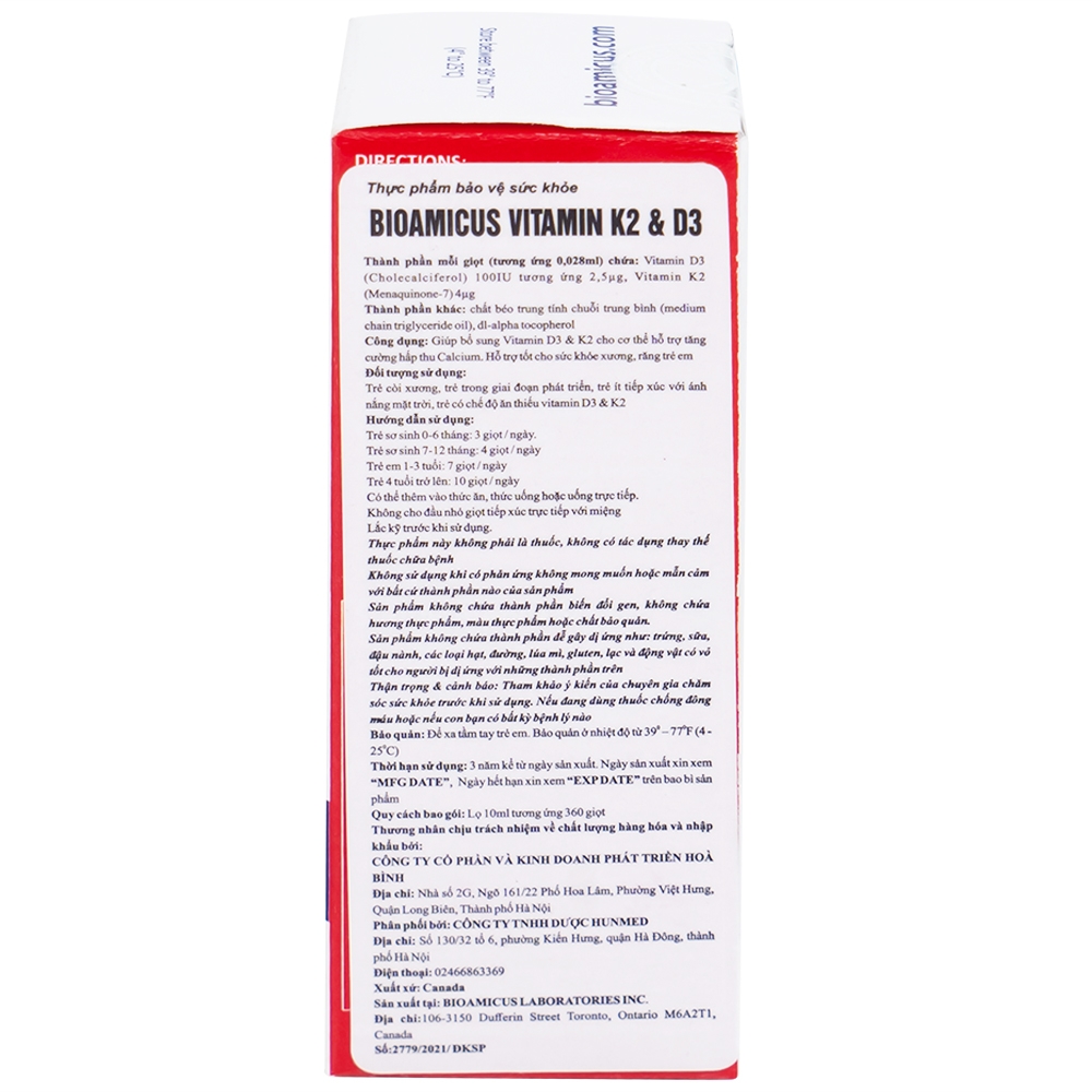 Hình ảnh Dung dịch Biomicus For Infants And Children Vitamin K2 And D3 hỗ trợ tốt cho xương, răng của bé (10ml)