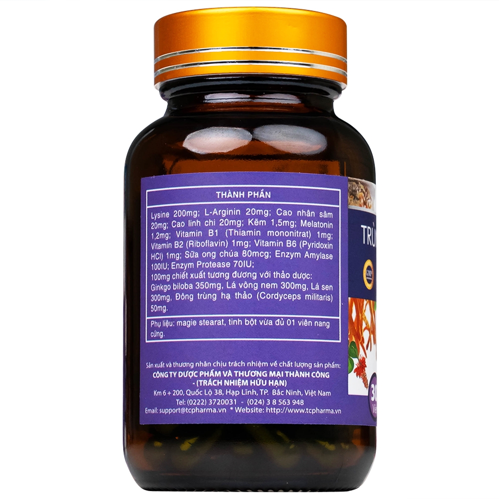 Hình ảnh Viên uống Trùng Thảo Gold Thành Công hỗ trợ dễ ngủ, ngủ sâu giấc (30 viên)