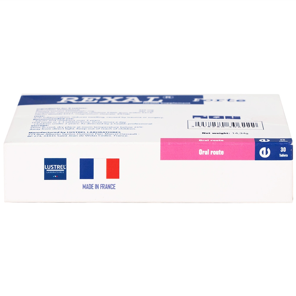Hình ảnh Viên uống Rexal Forte Lustrel hỗ trợ kháng viêm, giảm phù nề, sưng tấy do chấn thương (2 vỉ x 15 viên)