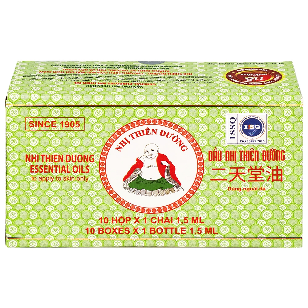 Hình ảnh Dầu Nhị Thiên Đường 1.5ml dùng khi bị cảm mạo phong hàn, sổ mũi (10 chai)