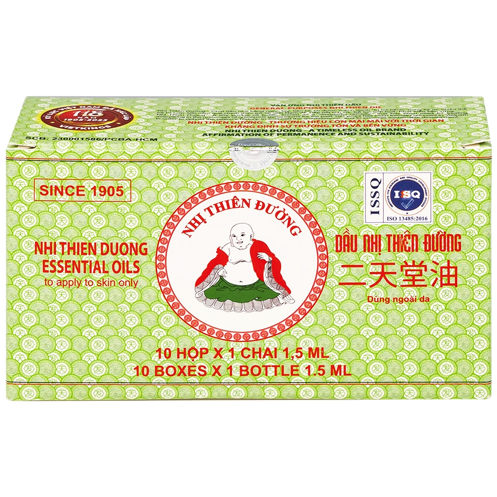 Hình ảnh Dầu Nhị Thiên Đường 1.5ml dùng khi bị cảm mạo phong hàn, sổ mũi (10 chai)