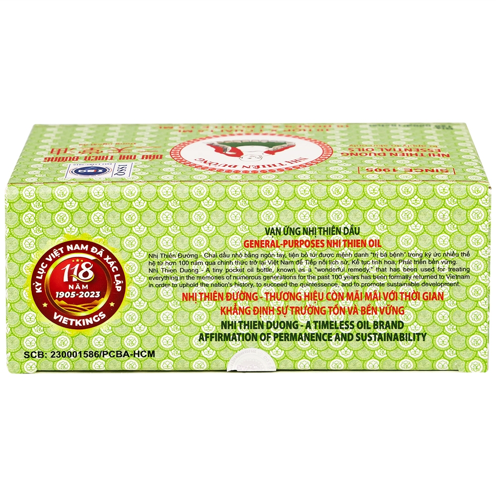 Hình ảnh Dầu Nhị Thiên Đường 1.5ml dùng khi bị cảm mạo phong hàn, sổ mũi (10 chai)