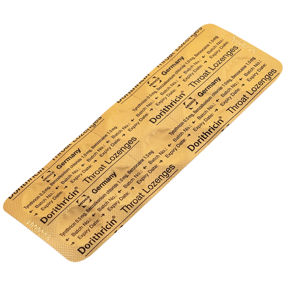 Hình ảnh Viên ngậm Dorithricin Hyphens điều trị các triệu chứng nhiễm khuẩn miệng, họng (20 viên)