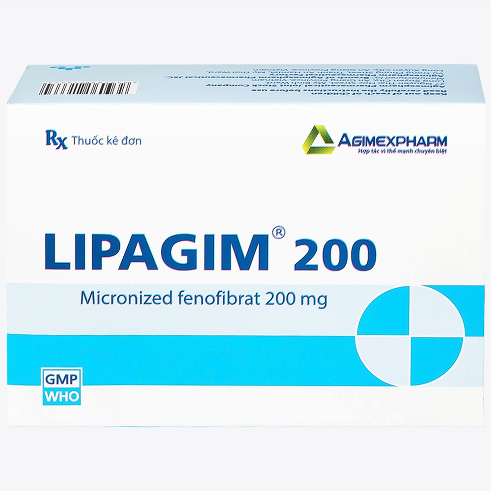 Hình ảnh Thuốc Lipagim 200 Agimexpharm bổ sung cho chế độ ăn uống, điều trị tăng triglycerid máu (3 vỉ x 10 viên)