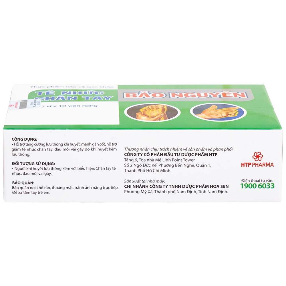 Hình ảnh Viên uống Tê Nhức Chân Tay Bảo Nguyên tăng cường lưu thông khí huyết (3 vỉ x 10 viên)