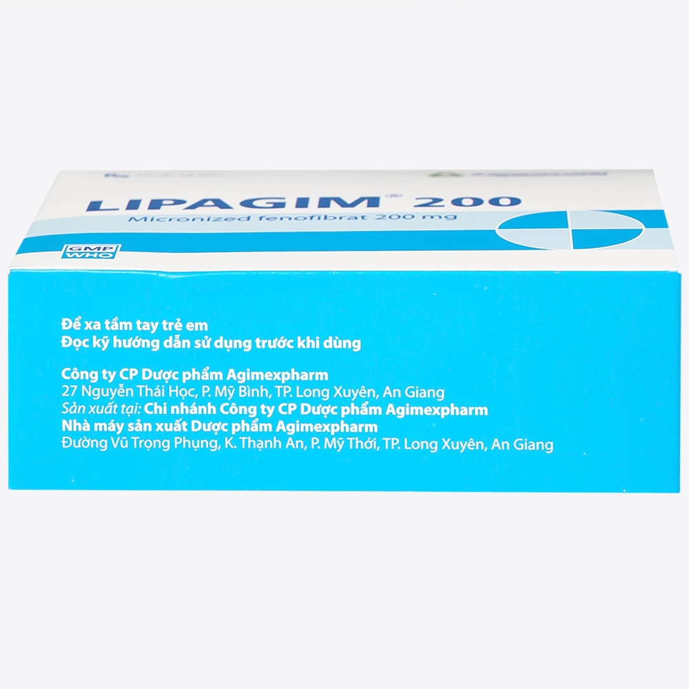 Hình ảnh Thuốc Lipagim 200 Agimexpharm bổ sung cho chế độ ăn uống, điều trị tăng triglycerid máu (3 vỉ x 10 viên)
