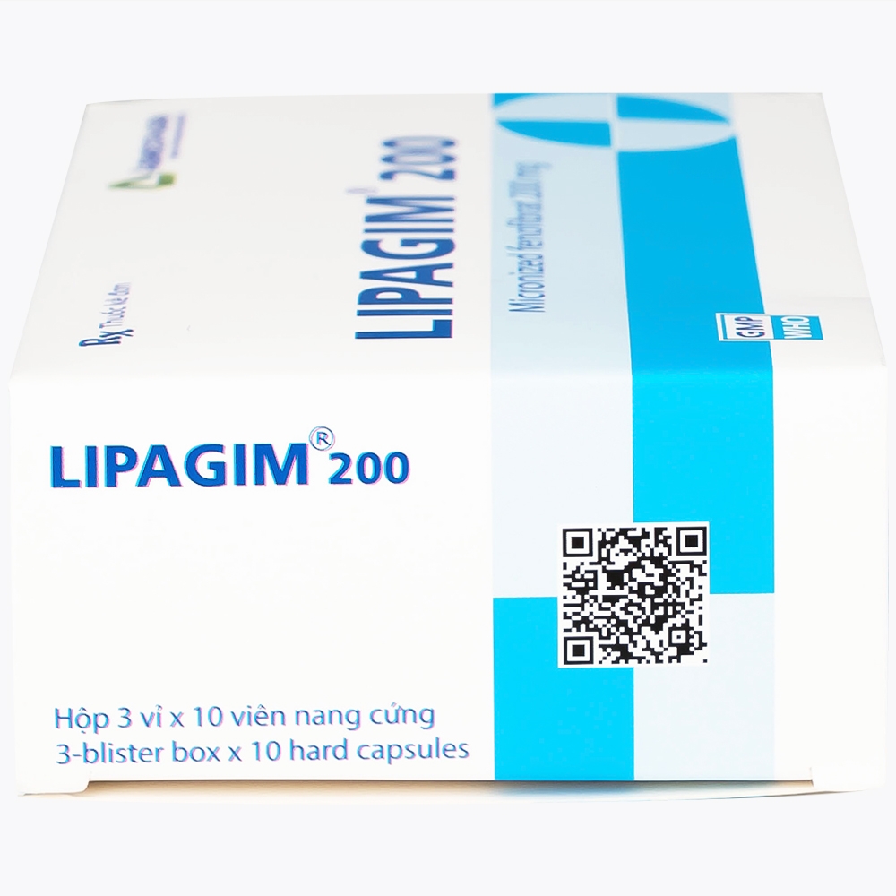 Hình ảnh Thuốc Lipagim 200 Agimexpharm bổ sung cho chế độ ăn uống, điều trị tăng triglycerid máu (3 vỉ x 10 viên)