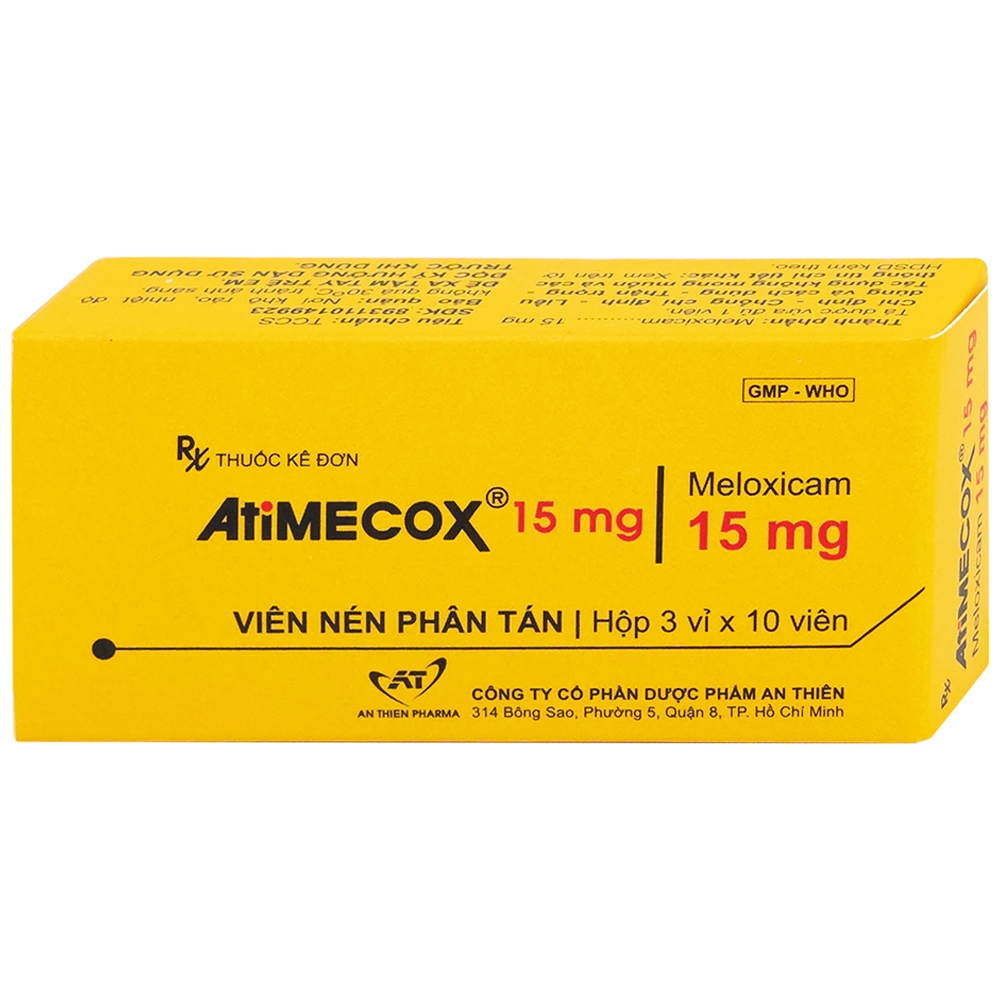 Hình ảnh Thuốc Atimecox 15mg An Thiên giảm các dấu hiệu và triệu chứng của viêm xương khớp (3 vỉ x 10 viên)