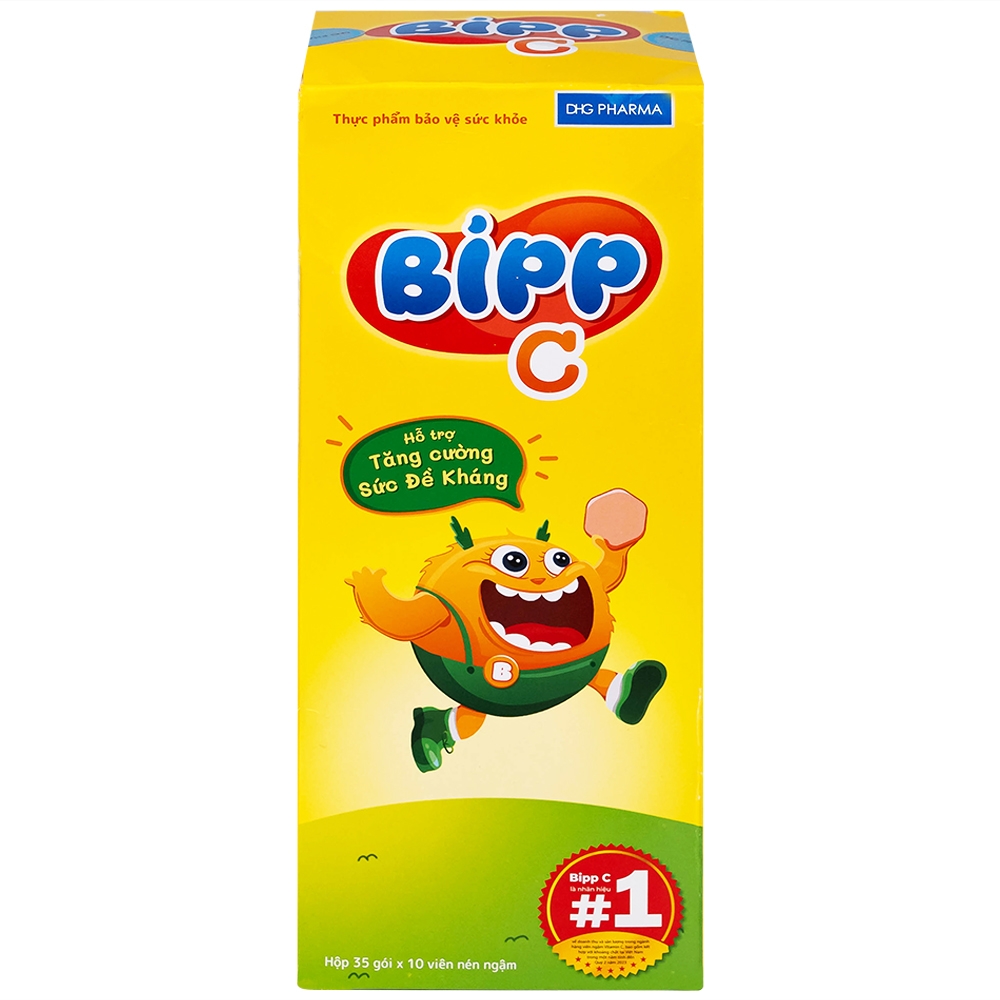 Hình ảnh Viên ngậm Bipp C DHG Pharma vị cam hỗ trợ tăng cường sức đề kháng (35 gói)