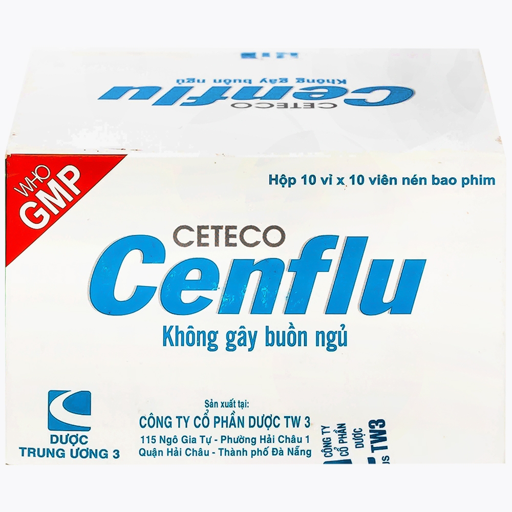 Hình ảnh Thuốc Ceteco Cenflu TW3 không gây buồn ngủ, giảm cơn đau do viêm xoang (10 vỉ x 10 viên)