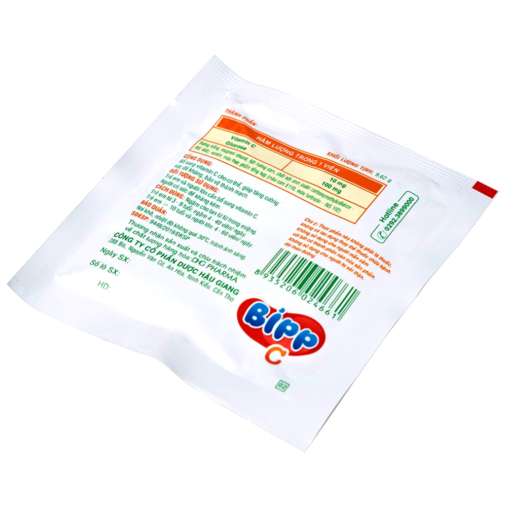Hình ảnh Viên ngậm Bipp C DHG Pharma vị cam hỗ trợ tăng cường sức đề kháng (35 gói)