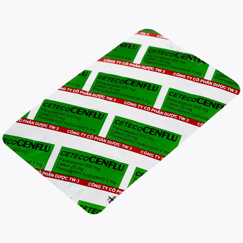 Hình ảnh Thuốc Ceteco Cenflu TW3 không gây buồn ngủ, giảm cơn đau do viêm xoang (10 vỉ x 10 viên)