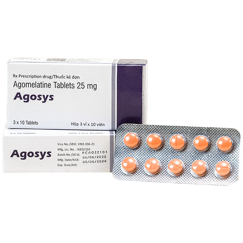 Hình ảnh Thuốc Agosys 25mg Chemipharma điều trị các cơn trầm cảm lớn (3 vỉ x 10 viên)