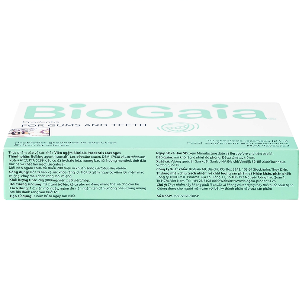 Hình ảnh Viên ngậm Biogaia Prodentis Lozenges For Gums And Teeth vị bạc hà hỗ trợ bảo vệ sức khỏe răng lợi (3 vỉ x 10 viên)
